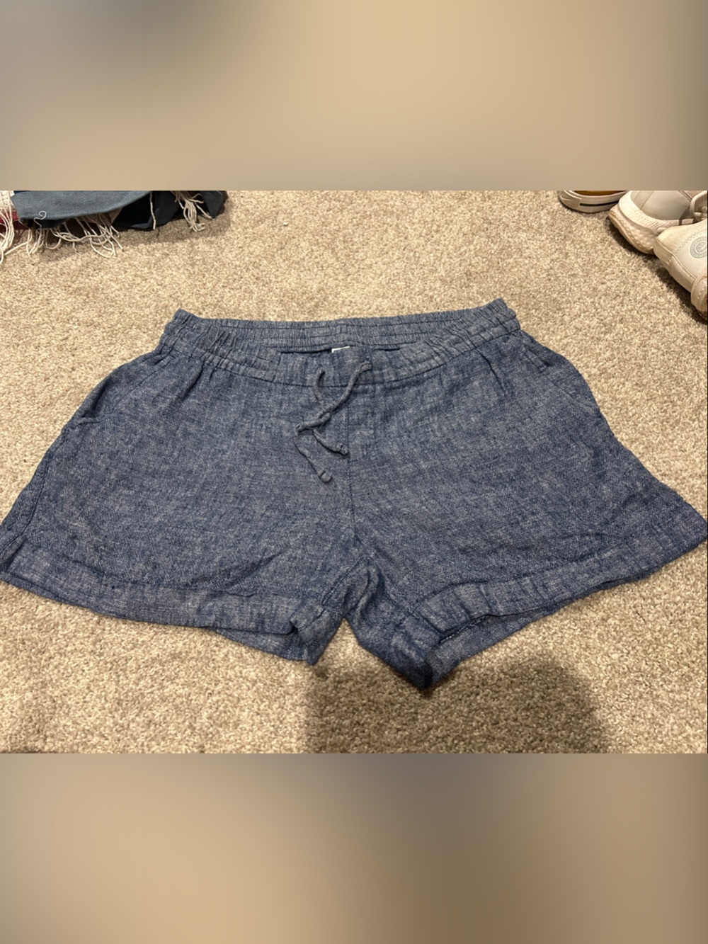 Old Navy Blue Chambray Drawstring Casual Shorts